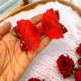 TRUE LOVE RED RIBBON BOW 3.5” | PRE CUT DIY HAIR BOW LOOPS