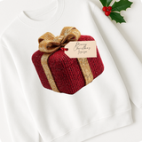 CUSTOM DTF TRANSFER | KNITTED RED & GOLD PRESENT