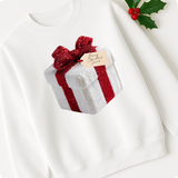 CUSTOM DTF TRANSFER | KNITTED WHITE & RED PRESENT