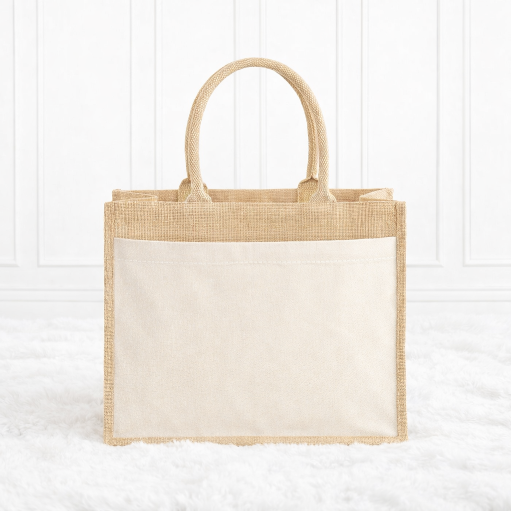 LARGE SHOPPER COTTON POCKET JUTE BAG - Eliza Henri