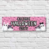 PINK GHOSTS HAPPY HALLOWEEN BANNER | UV PRINTED PVC | 77CM X 25CM