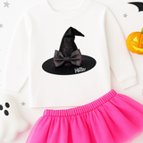 CUSTOM DTF TRANSFER | BLACK GLITTER WITCH HAT
