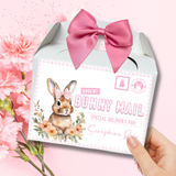 URGENT BUNNY MAIL PINK GINGHAM PRINTED TREAT BOX LABELS- SOLVENT DECAL