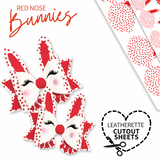 RED NOSE SPOTTY BEATRIX BUNNY DIY CUTOUT FAUX LEATHER HAIR BOW LOOPS