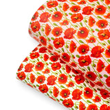 Wild Poppies Premium Faux Leather Fabric