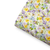 Butterfly Meadow Blooms Premium Faux Leather Fabric