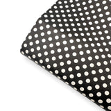 White on Black Polka Dots Premium Faux Leather Fabric