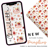 Autumn Floral Pumpkins Personalised Phone Wallpaper- Set of 2