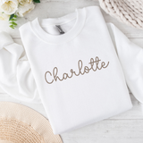 CUSTOM DTF TRANSFER - EMBROIDERY EFFECT- STITCHED NAME- NEUTRAL