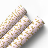 GIRLY PINK GOLDEN BUNNIES | PREMIUM LEATHERETTE FABRIC