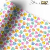 WHITE CANDY LOVE HEARTS | PREMIUM LEATHERETTE FABRIC
