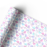 PASTEL DOODLE HEARTS | PREMIUM LEATHERETTE FABRIC