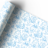 BLUE BUNNY TOILE DE JOUY | PREMIUM LEATHERETTE FABRIC