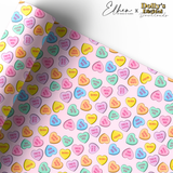 PINK CANDY LOVE HEARTS | PREMIUM LEATHERETTE FABRIC