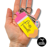 Yellow Pencil DIY Keyring Cut Out Faux Leather Fabric Sheets