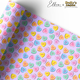 LILAC CANDY LOVE HEARTS | PREMIUM LEATHERETTE FABRIC