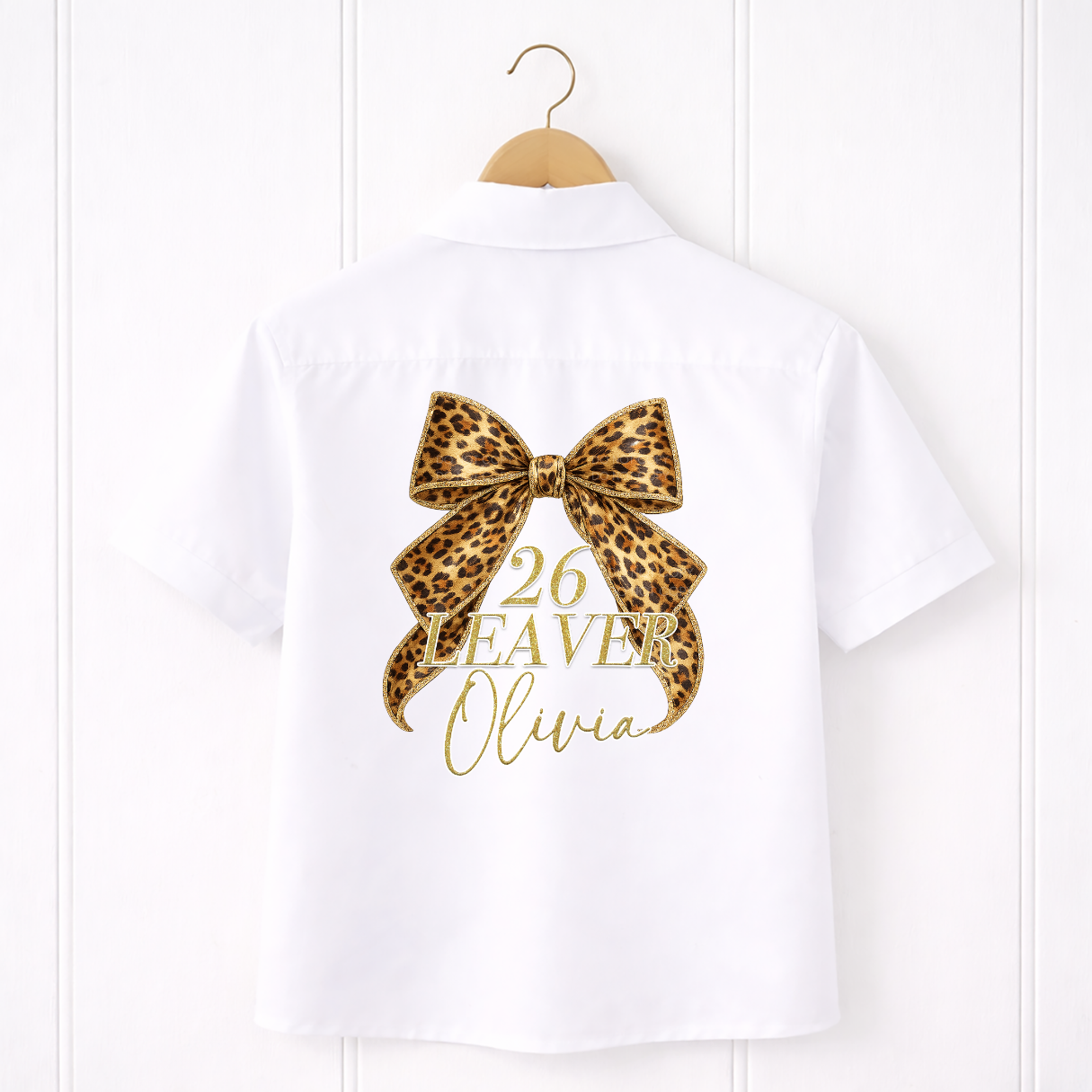 CUSTOM DTF TRANSFER- PRETTY LEOPARD BOW- SCHOOL LEAVER 26 - Eliza Henri