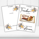 Leopard Bow Pencil Best Teacher In the entire Galaxy Chocolate Boards- A4 Premium Card