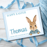 EASTER- BUNNY GINGHAM BLUE- MAGNETIC BOX TOPPER