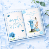 VALENTINES- VALENTINE'S STORY- LOVE BUNNY BLUE- 3D STORYBOOK MAGNETIC BOX TOPPER