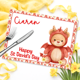 ST DAVID'S DAY- DRAGON BEAR- PREMIUM LEATHERETTE PLACEMAT