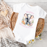 DTF TRANSFER - HAPPY MOTHER'S DAY - BABY ELEPHANT & MUMMY WITH BOW- 2 SIZES