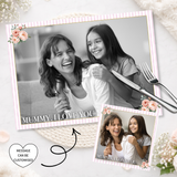 MOTHERS DAY- PINK STRIPE CUSTOM PHOTO MESSAGE- PREMIUM LEATHERETTE PLACEMAT - Eliza Henri