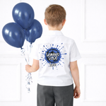 CUSTOM DTF TRANSFER- FOOTBALL GRAFFITI NAVY- SCHOOL LEAVERS 2026 - Eliza Henri