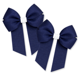 NAVY & WHITE GLITTER GROSGRAIN 4” RIBBON BOW