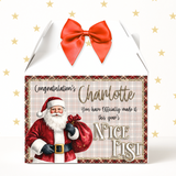TARTAN NICE LIST - SANTA CLAUS- TREAT BOX LABELS- UV DECAL