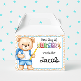 FIRST DAY OF NURSERY TREAT BOX LABELS- BLUE BEAR
