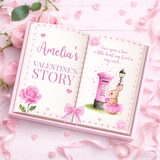 VALENTINES- VALENTINE'S STORY- LOVE BUNNY PINK- 3D STORYBOOK MAGNETIC BOX TOPPER