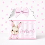 EASTER - PINK BUNNY STRIPE - TREAT BOX LABEL - Eliza Henri