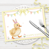 EASTER- DUCK BUNNY WITH BOW- PREMIUM LEATHERETTE PLACEMAT