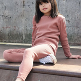 KIDS LEATHER PINK RIBBED LOUNGE SETS- UNISEX PYJAMAS