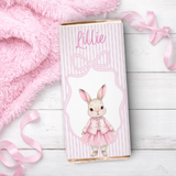 EASTER-  PINK RIBBON STRIPE BUNNY- CHOCOLATE WRAPPERS