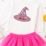 CUSTOM DTF TRANSFER | PINK SHINY BOW WITCH HAT