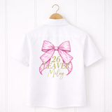 CUSTOM DTF TRANSFER- PRETTY PINK ZEBRA BOW- SCHOOL LEAVER 26