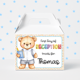 FIRST DAY OF RECEPTION TREAT BOX LABELS- BLUE BEAR