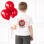 CUSTOM DTF TRANSFER- FOOTBALL GRAFFITI RED- SCHOOL LEAVERS 2026 - Eliza Henri