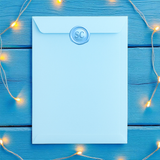BLUE SANTA CLAUS INITIAL ‘SC’ WAX EFFECT SOLVENT STICKER SEALS