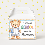 FIRST DAY OF SCHOOL RAINBOW TREAT BOX LABELS- BLUE BEAR