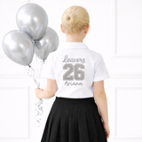 CUSTOM DTF TRANSFER- DIAMONTE EFFECT - SCHOOL LEAVERS 2026- SILVER