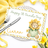 ST DAVID'S DAY- DAFFODIL BEAR- PREMIUM LEATHERETTE PLACEMAT