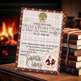 NICE LIST CERTIFICATES - SANTA’S TARTAN RED & GOLD 2025- A4 PREMIUM CARD