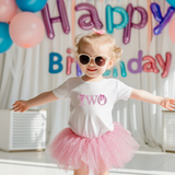 DTF TRANSFER - PINK BIRTHDAY NUMBER WORDS EMBROIDERY EFFECT