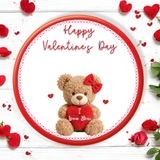 UV PRINTED - VALENTINES - FLUFFY RED TEDDY WITH BOW CHOCOLATE TUB DECALS