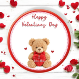 UV PRINTED - VALENTINES - FLUFFY RED TEDDY CHOCOLATE TUB DECALS