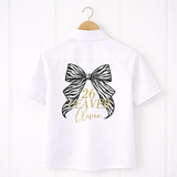 CUSTOM DTF TRANSFER- PRETTY ZEBRA BOW- SCHOOL LEAVER 26