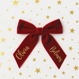 CUSTOM DTF | BELIEVES + GOLD GLITTER HAIR BOW NAMES (FOR RED VELVET BOWS)